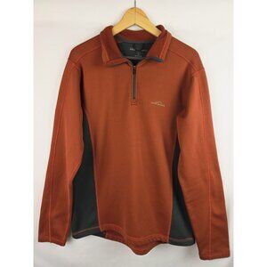 Eddie Bauer Sport Men's Sweatshirt Size Large Orange 1/4 Zip Long Sleeve Fleece